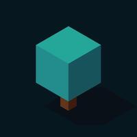 Isometric tree at night. Tree isometric elements. Isometric tree element for landscape design. Park element vector