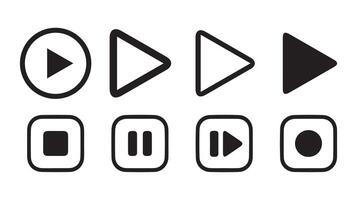 Media player button icons set.Play pause stop button icon collection. vector