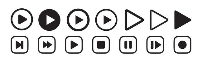 Media player button icons set.Pause, rewind, fast forward Play icon collection. vector