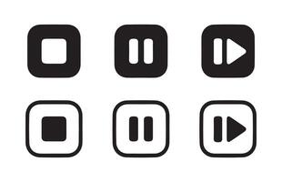 Media player button icons set.Pause, rewind, fast forward Play icon collection vector