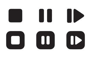 Play pause stop button icon collection. vector