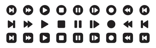 Media player control icon set, Media Player Buttons set. Media Player icons in circle isolated vector