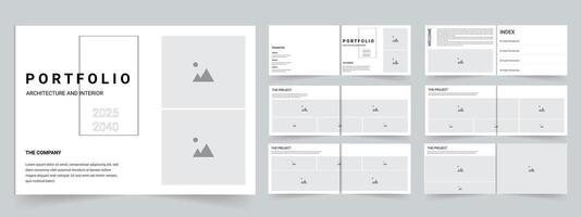 Architecture portfolio template landscpe design 12 pages vector