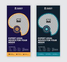 Law firm service DL flyer design templates with two color variations vector