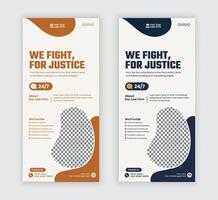lawyer hire handbill design templates with two color variations vector