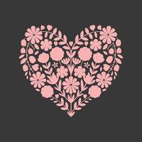 Romantic Heart Design Filled with Delicate Floral Patterns vector