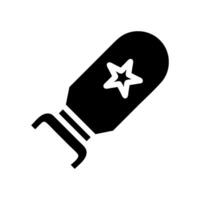 Black and white rocket icon with star. Concept of space exploration and technology. vector