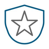 Star in shield. Concept of quality, warranty, and security. vector