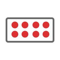 Ten Frame Math Tool with Eight Red Counters. Concept of Early Math Education. vector