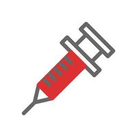 Syringe with red liquid. Concept of vaccination, injection, and healthcare. vector