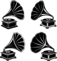 Retro Lautsprecher record player gramophone Icon. vector