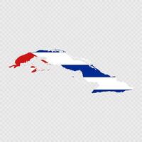 Cuba map silhouette with flag. vector