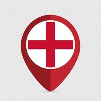 Map pointer with England flag inside. illustration. vector