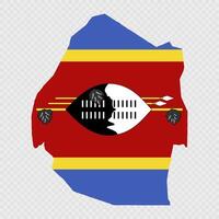 Eswatini map silhouette with flag. vector