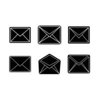 Email Icon and Linocut Silhouette Design Graphics vector