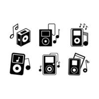 Music Player Icon and Linocut Silhouette Design vector