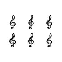 Treble Clef Icon - and Linocut Silhouette Design vector
