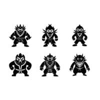 Fu Character - and Linocut Silhouette Design vector