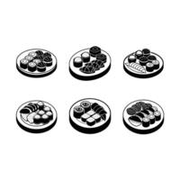 Assorted Sushi Rolls Platter - and Linocut Silhouette Design vector