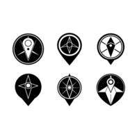 Navigation GPS Icon - and Linocut Silhouette Design vector