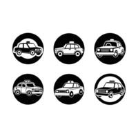 Taxi Icon and Linocut Silhouette Design vector