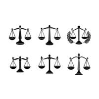 Scales of Justice Icon - and Linocut Silhouette Design vector