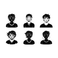 Sweaty Nervous and Linocut Silhouette Illustration vector