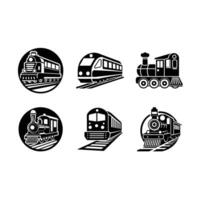 Train Icon and Linocut Silhouette Design vector