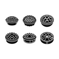 Pie Icon and Linocut Silhouette Design vector