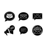 Message Icon and Linocut Silhouette Design vector