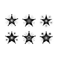 Sheriff Star with Fireworks and Linocut Silhouette Design vector