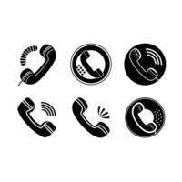 Phone Call Icon and Linocut Silhouette Design vector