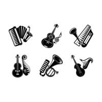 Musical Instrument and Linocut Silhouette Design vector