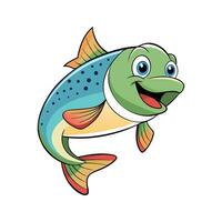 A Cartoon Style Smiling Happy Trout Fish vector