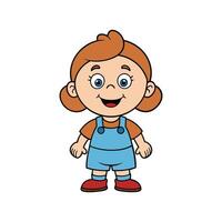 A Cheerful Cartoon Babysitter Character in Overalls Smiling on White Background vector
