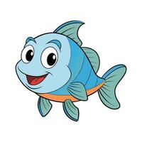 Cartoon Smiling Fish with Big Eyes and Open Mouth vector