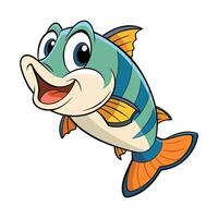 A Delighted Cartoon Style Smiling Bass Fish vector