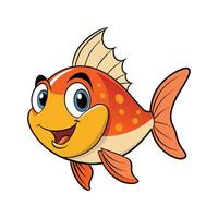 A Happy Orange Cartoon Botia Fish with Big Eyes and a Smile vector