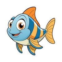 A Smiling Cartoon Striped Botia Fish with Big Eyes vector