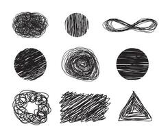 Scribble brush strokes set. Hand drawn scribbles. Black sketches. Isolated on white background. vector