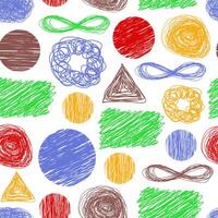 Fun colorful abstract line doodle shape seamless pattern. Creative minimalist style art symbol collection for children or party celebration with modern scribble shapes. vector