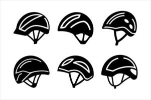 Six Different Styles of Protective Helmets vector