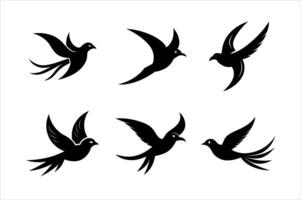 Black Silhouette Birds in Flight vector