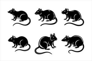 rat silhouette icon set design vector