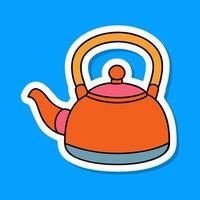 Sticker of a Classic Stovetop Kettle with a Curved Handle and Retro Design vector