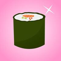 Sushi roll with salmon and nori vector
