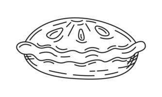 Hand drawn pie cake sketch with doodle style on white background. editable stroke vector