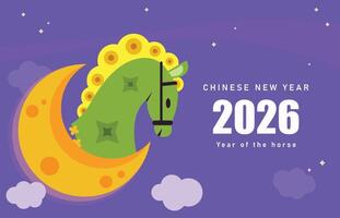 Chinese New Year 2026 , happy New Year 2026, Chines Horse, Symbol of New year 2026 print design with animal, greeting card template, abstract poster vector