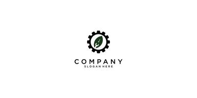 Combine leaf and wrench logo design with modern concept premium vector