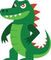 Cartoon Green Crocodile Illustration, Angry Reptile, Fierce Predator vector